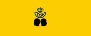 Logo de Correos con Caras juntas, mirando en sentidos opuestos