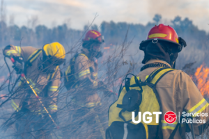 UGT agradece el esfuerzo de los servicios de emergencia y, de forma especial, de los bomberos ante la ola de incendios