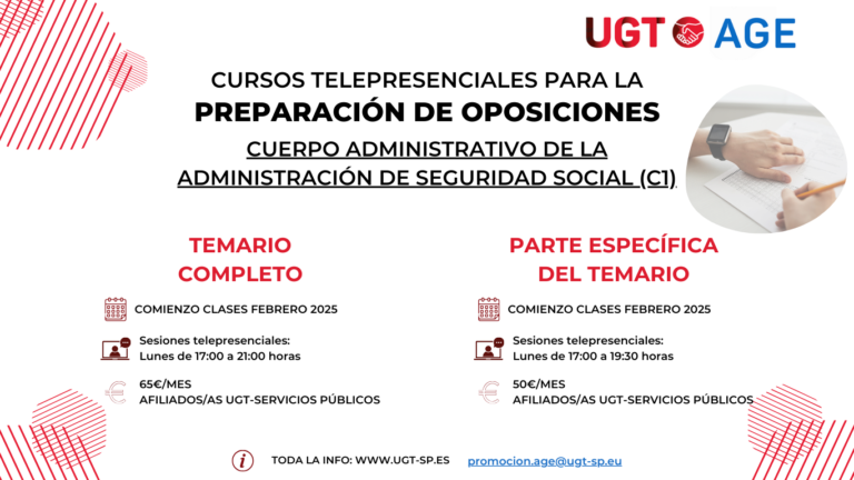 Lee más sobre el artículo Cursos Telepresenciales para oposiciones al Cuerpo General Administrativo (C1) de la Administración de la Seguridad Social