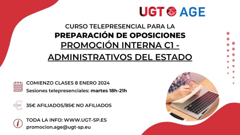 Lee más sobre el artículo Curso telepresencial para la Preparación de oposiciones. Promoción interna c1 administrativo de la AGE