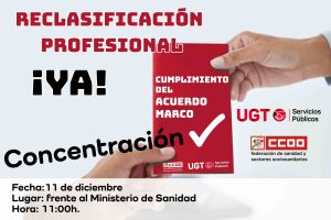 UGT y CCOO exigen la inmediata reclasificación profesional del personal del Sistema Nacional de Salud