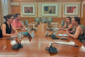 Isabel Araque, secretaria general de UGT Servicios Públicos y Begoña Ballell, secretaria del sector Salud se reúnen con la ministra de Sanidad